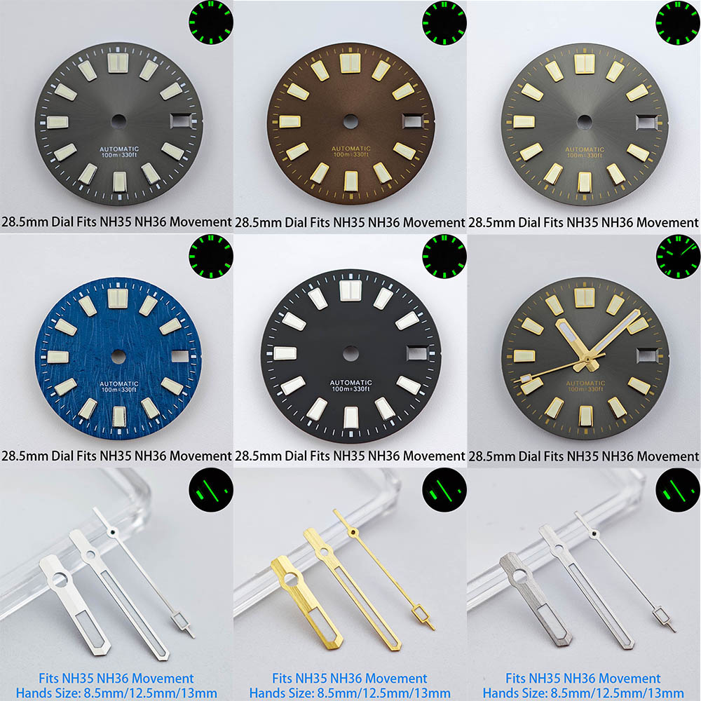Luminous Dial Face - 28.5mm Single Calendar Watch Dial Green