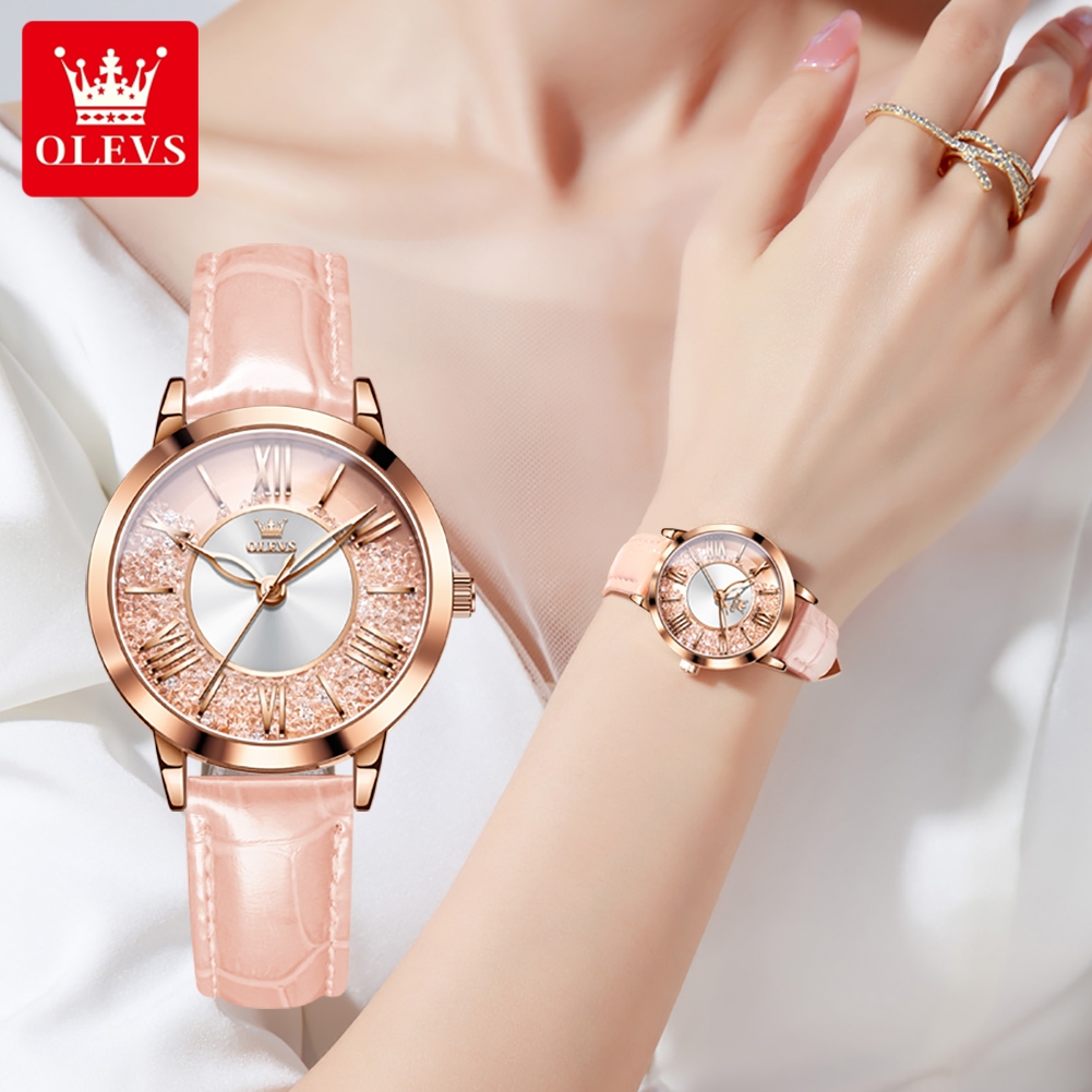 OLEVS Original Pink Leather Wa - Vintage Digital Watch recension och pris