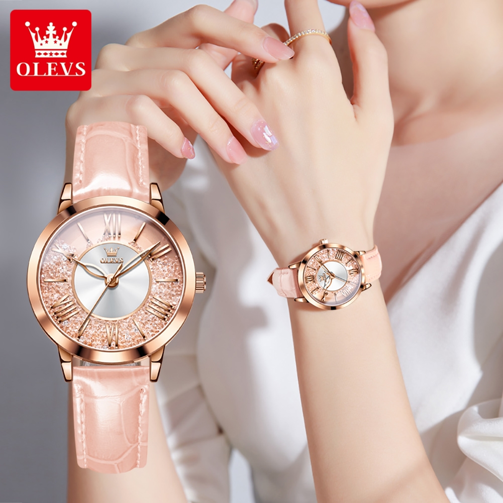OLEVS Original Pink Leather Wa - Vintage Digital Watch recension och pris