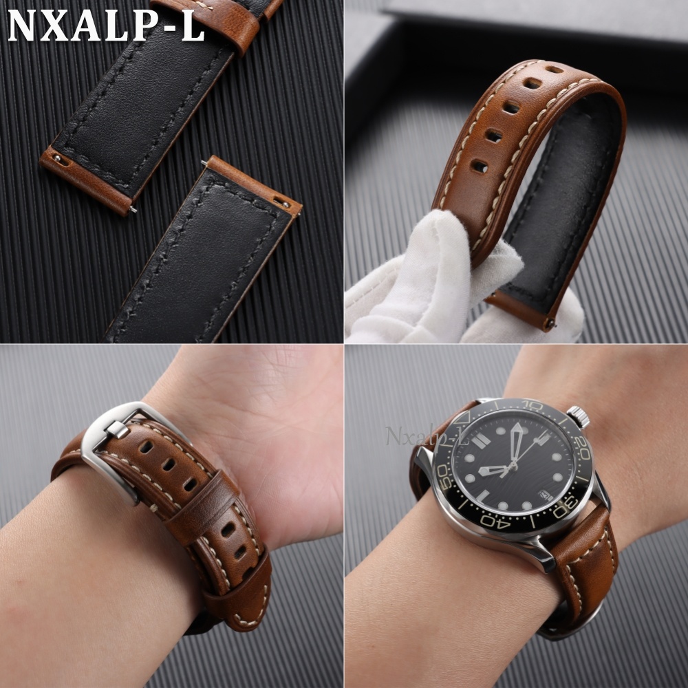 Oil Wax Cowhide Strap 18 20mm  - Omega Watches Smartwatch recension och pris