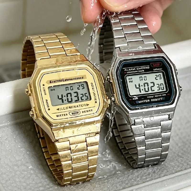 Luxury F91W Steel Band Watches - Vintage Digital Watch recension och pris